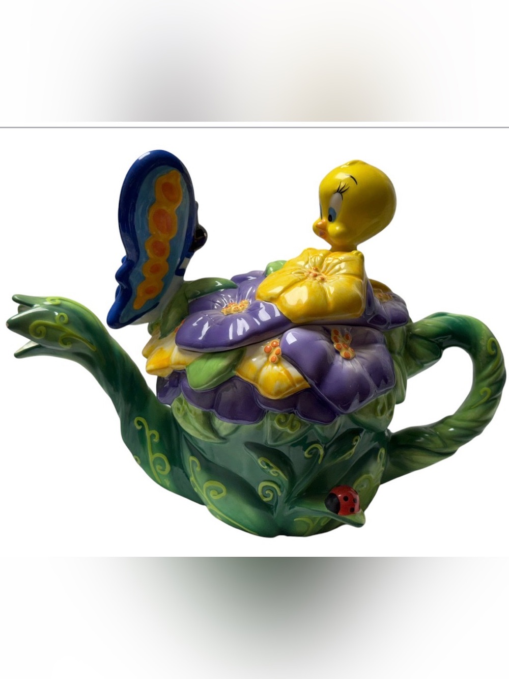 Vintage Warner Bros. Studio Store Ceramic Enchanted Garden Tweety Tea Pot